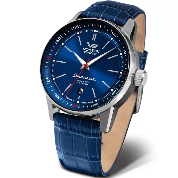 Vostok Europe Gaz-14 Limousine orologio da uomo NH35A-560A687-L, quadrante blu, cinturino in pelle blu