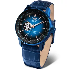 Vostok Europe Gaz 14 Limousine orologio da uomo NH38-560D681-L, quadrante blu, cinturino in pelle blu