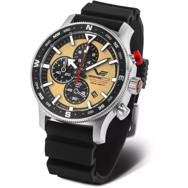 Vostok Europe Expedition Sahara Limited Edition orologio da uomo 6S10-598A753, quadrante giallo, cinturino in silicone nero