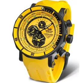 Vostok Europe Lunokhod-2 orologio da uomo YM86-620C504, quadrante giallo, cinturino in silicone nero