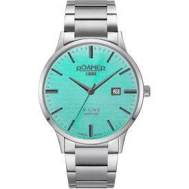 Roamer R-Line Tiffany Blue Classic orologio da uomo 718833 41 05 20, quadrante blu, cinturino in acciaio inossidabile argento