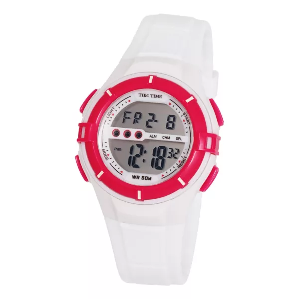 Orologio digitale da donna Tiko Time 7455-9 – bianco e ciclamino