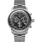 Zeppelin 100 Jahre Chronograph orologio da uomo 7680MB-2, quadrante nero, cinturino in acciaio inossidabile argento