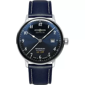 Zeppelin LZ 129 Hindenburg orologio da uomo 8056-3, quadrante blu, cinturino in pelle blu