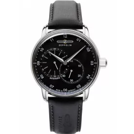 Zeppelin New Captain's Line orologio da uomo 8662-2, quadrante nero, cinturino in pelle nero