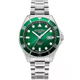Roamer Pro Scuba 200 orologio da uomo 969845 41 75 20, quadrante verde, cinturino in acciaio inossidabile argento
