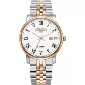 Roamer Classico orologio da uomo 971856 49 25 50, quadrante bianco, cinturino in acciaio inossidabile argento