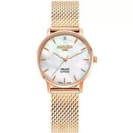Roamer Valais Diamond orologio da donna set 989847 49 10 05, cinturino in acciaio inossidabile oro rosa