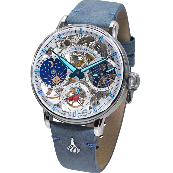 Poljot International Sputnik Limited Edition orologio da uomo 9931.2940771, cinturino in pelle blu