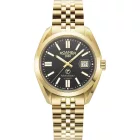 Roamer Montalbano orologio da uomo 996983 46 85 20, quadrante nero, cinturino in acciaio inossidabile oro