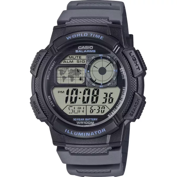 Casio Collection orologio da uomo AE-1000W-8AVEF, quadrante nero, cinturino in plastica grigio