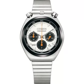 Citizen Chrono Bullhead Tsuno orologio da uomo AN3660-81A, quadrante bianco, cinturino in acciaio inossidabile argento