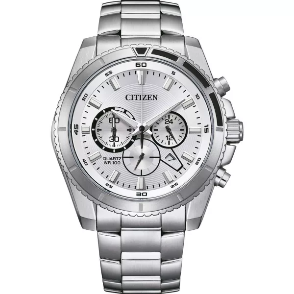 Citizen Chrono orologio da uomo AN8200-50A, quadrante argento, cinturino in acciaio inossidabile argento