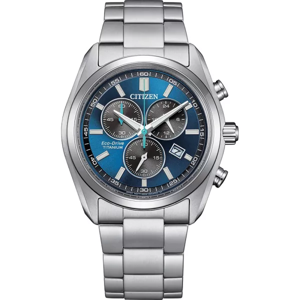 Citizen Titanium orologio da uomo AT2590-59L, quadrante blu, cinturino in titanio argento