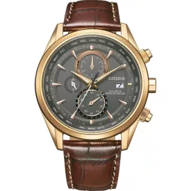 Citizen Promaster Sky orologio da uomo AT8263-10H, quadrante grigio, cinturino in pelle marrone