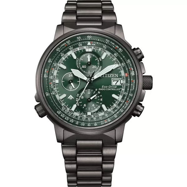 Citizen Promaster Sky orologio da uomo AT8304-57W, quadrante verde, cinturino in acciaio inossidabile grigio