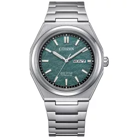 Citizen Titanium orologio da uomo AW0130-85X, quadrante verde, cinturino in titanio argento
