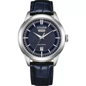 Citizen Elegance Man orologio da uomo AW0151-00L, quadrante blu, cinturino in pelle blu