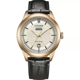 Citizen Elegance Man orologio da uomo AW0153-04A, quadrante beige, cinturino in pelle nero