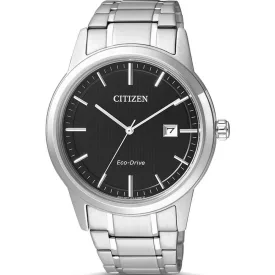 Citizen Elegance orologio da uomo AW1231-58E, quadrante nero, cinturino in acciaio inossidabile argento