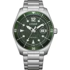 Citizen Sporty orologio da uomo AW1880-55X, quadrante verde, cinturino in acciaio inossidabile argento