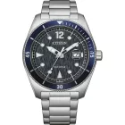Citizen Sporty orologio da uomo AW1881-52L, quadrante blu, cinturino in acciaio inossidabile argento