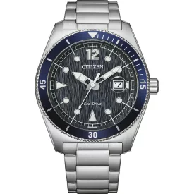 Citizen Sporty orologio da uomo AW1881-52L, quadrante blu, cinturino in acciaio inossidabile argento