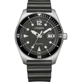 Citizen Sporty orologio da uomo AW1899-00E, quadrante nero, cinturino in silicone nero
