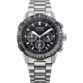 Citizen Promaster Sky Navihawk orologio da uomo CA4664-60E, quadrante nero, cinturino in acciaio inossidabile argento