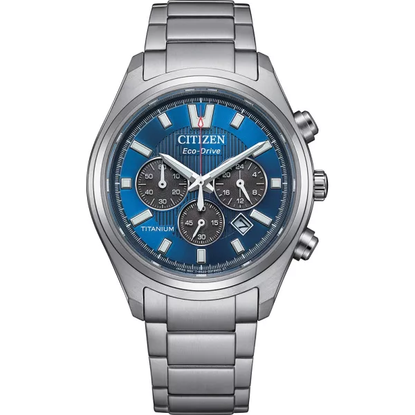 Citizen Titanium orologio da uomo CA4750-51L, quadrante blu, cinturino in titanio argento