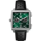 Tag Heuer Monaco Chronograph orologio da uomo CDW2180.FC8360, quadrante verde, cinturino in pelle nero