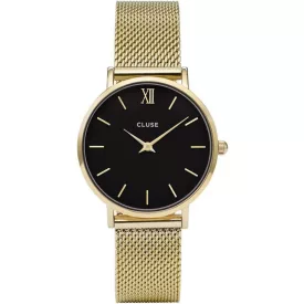 Cluse Minuit orologio da donna CW0101203017, quadrante nero, cinturino in acciaio inossidabile oro