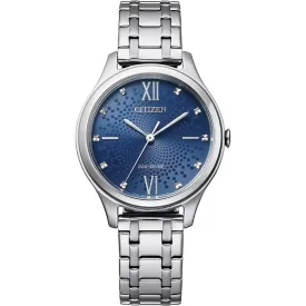 Citizen Elegance orologio da donna EM0500-73L, quadrante blu, cinturino in acciaio inossidabile argento