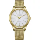 Citizen Elegance Lady orologio da donna EM1222-87A, quadrante argento, cinturino in acciaio inossidabile oro