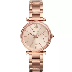 Fossil Carlie orologio da donna ES4301, quadrante oro rosa, cinturino in acciaio inossidabile oro rosa