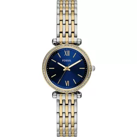 Fossil Carlie orologio da donna ES5438, quadrante blu, cinturino in acciaio inossidabile argento