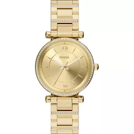 Fossil Carlie orologio da donna ES5465, quadrante oro, cinturino in acciaio inossidabile oro
