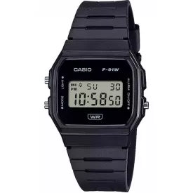 Casio Vintage orologio unisex F-91WB-1AEF, quadrante nero, cinturino in plastica nero