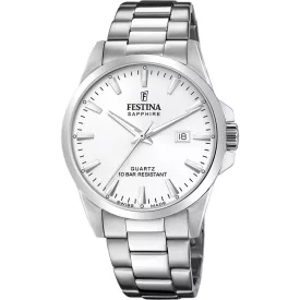 Festina Swiss Made Capsule orologio da uomo F20024/2, quadrante bianco, cinturino in acciaio inossidabile argento