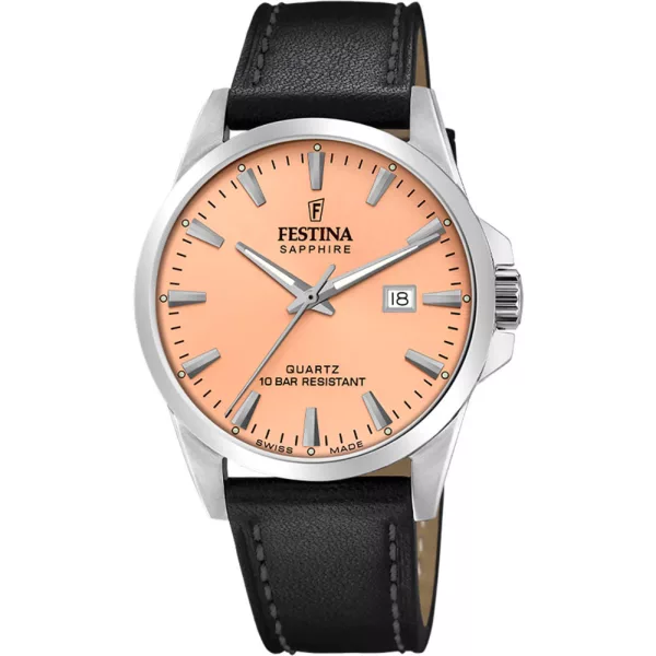 Festina Swiss Made orologio da uomo F20025/6, cinturino in pelle nero