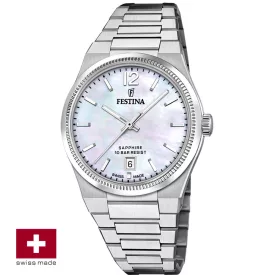 Festina Swiss Made orologio da donna F20052/1, cinturino in acciaio inossidabile argento