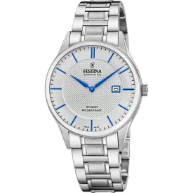Festina Swiss Made orologio da uomo F20067/3, quadrante argento, cinturino in acciaio inossidabile argento