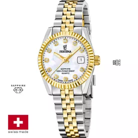 Festina Swiss Made Classic orologio da donna F20088/1, cinturino in acciaio inossidabile argento