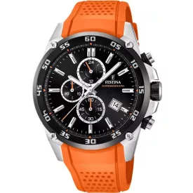 Festina The Original orologio da uomo F20330/4, quadrante nero, cinturino in silicone giallo
