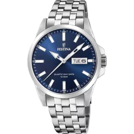 Festina Classic orologio da uomo F20357/3, quadrante blu, cinturino in acciaio inossidabile argento