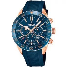Festina Ceramic orologio da uomo F20516/1, quadrante blu, cinturino in silicone blu