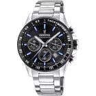 Festina Timeless Chrono orologio da uomo F20560/5, quadrante nero, cinturino in acciaio inossidabile argento
