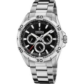 Festina Classics orologio da uomo F20623/4, quadrante nero, cinturino in acciaio inossidabile argento