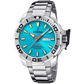 Festina The Originals Diver Tiffany" orologio da uomo F20665/6", quadrante blu, cinturino in acciaio inossidabile argento