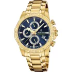 Festina Timeless Chronograph orologio da uomo F20705/5, quadrante blu, cinturino in acciaio inossidabile oro